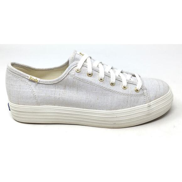 Keds Triple Kick Women's Sz 8 Metallic Textile Gold Lace Up Sneaker Tennis Shoes - Picture 5 of 7